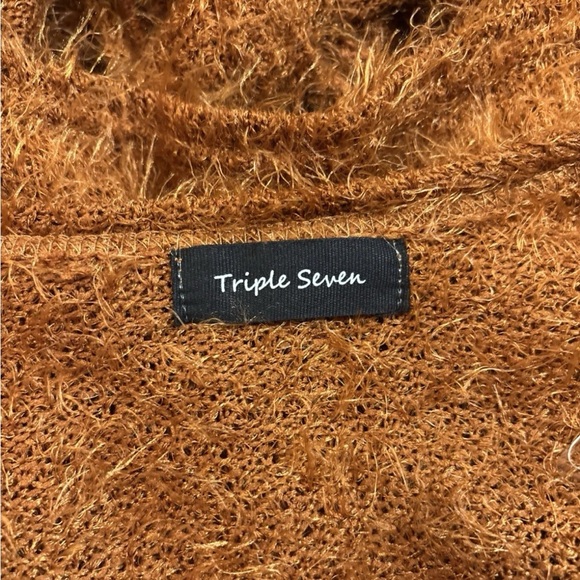 NIB! Triple Seven Rust Color Long Sleeve Eyelash Knit Wrap Top/Cardigan Sz Small - Picture 5 of 6